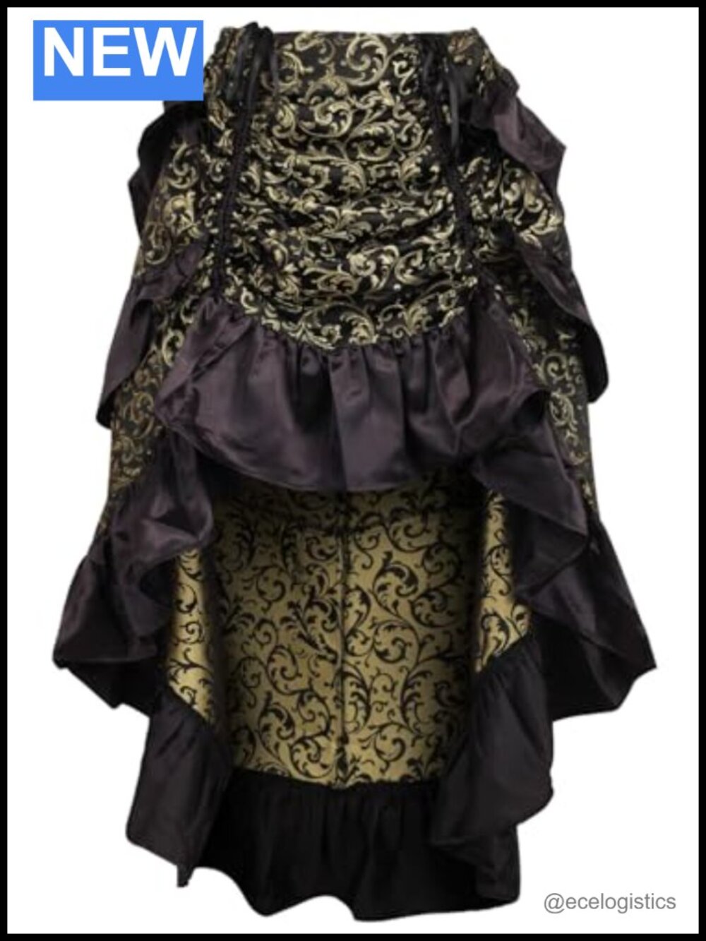Brocade High Low Bustle Skirt Adjustable Costume Dance